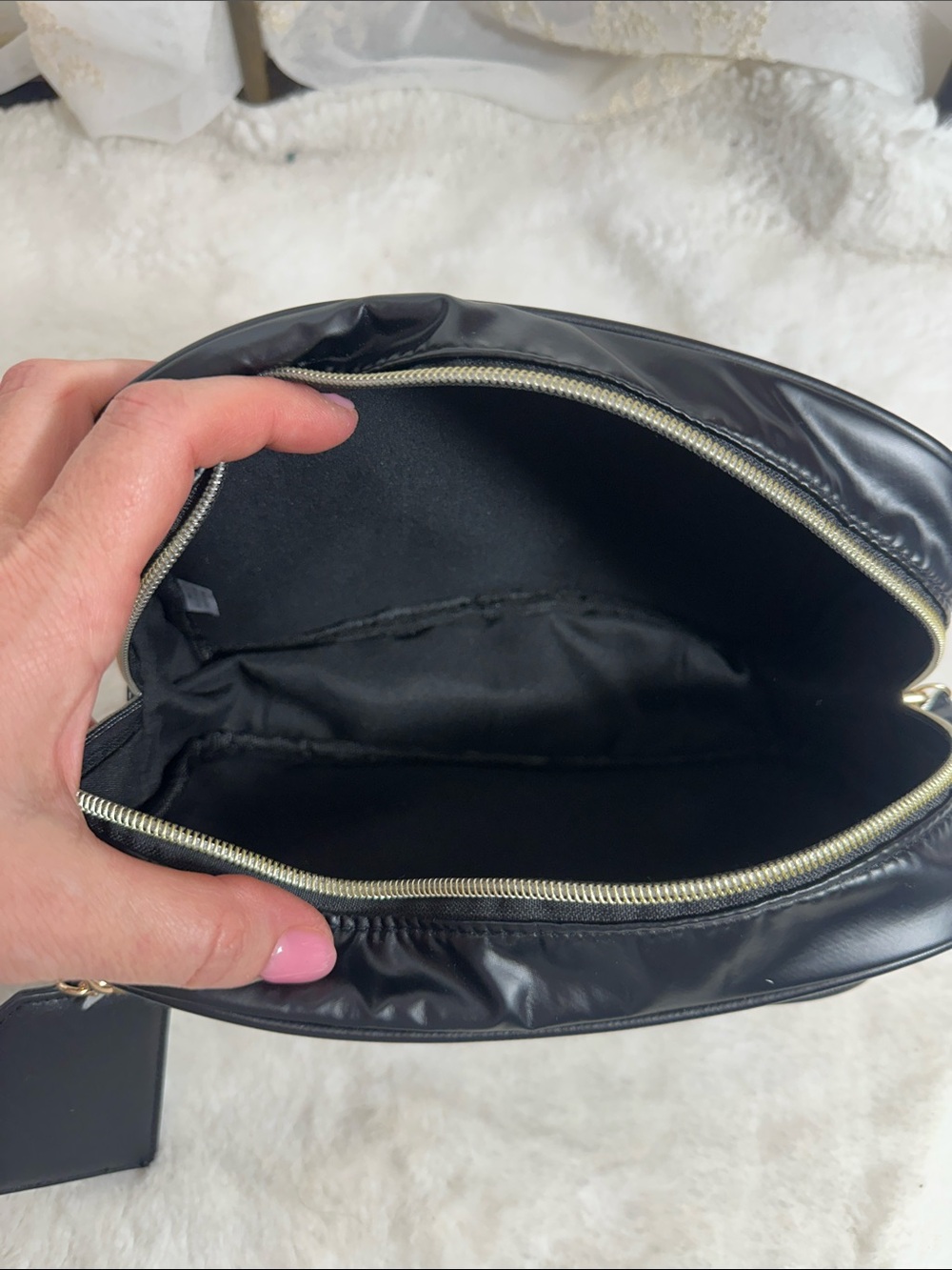 Trina trina Turk black makeup bag with mirror keychain - Picture 3 of 5